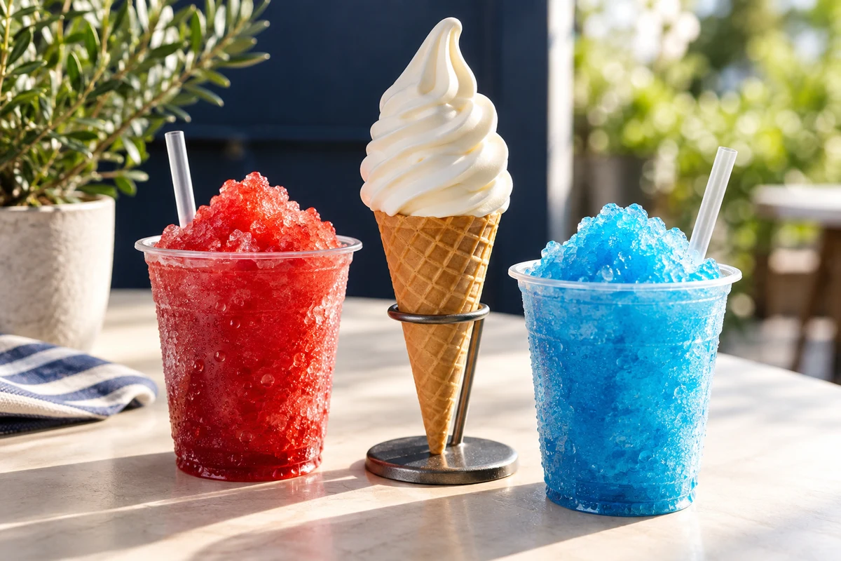 Illustration d’une glace à l’italienne et de granitas